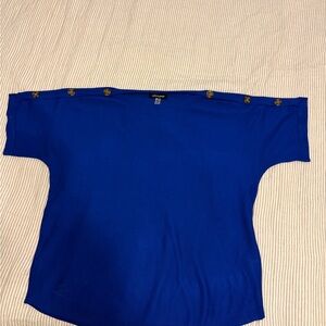 Cable & Gauge Royal Blue Lightweight Sweater with Wooden Button Detail